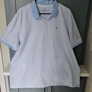 Vineyard Vines Sky Blue Striped Pique Polo